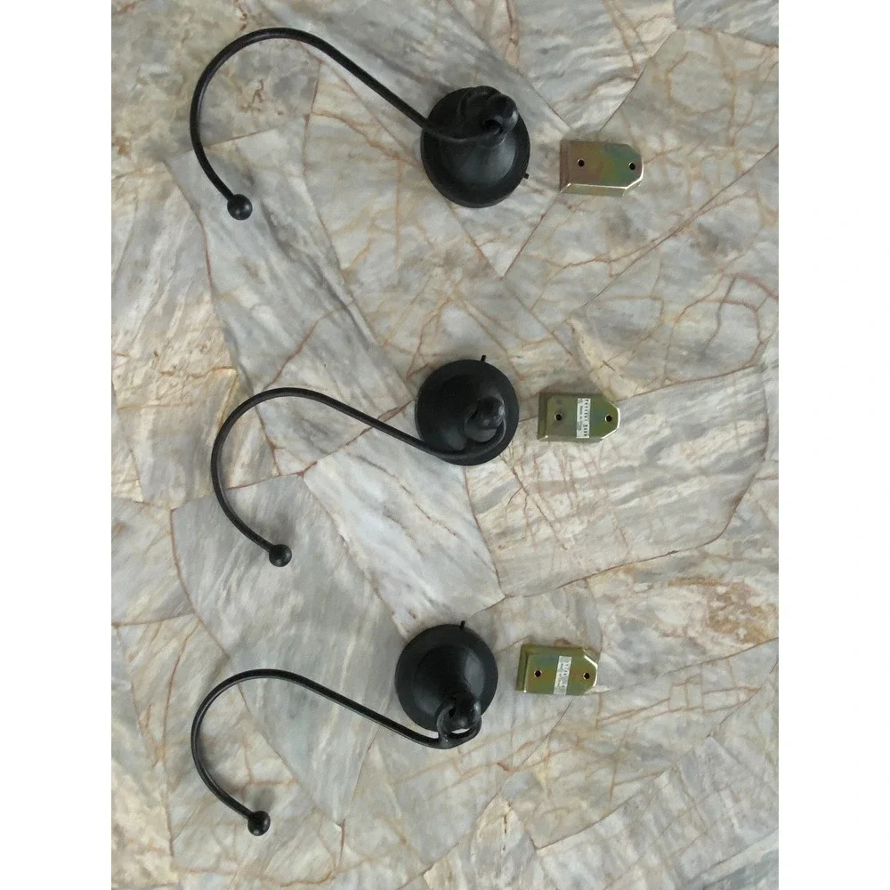 Pottery Barn Black Forged Iron Curtain Tiebacks Set of 3‎ Ball Finial Hooks